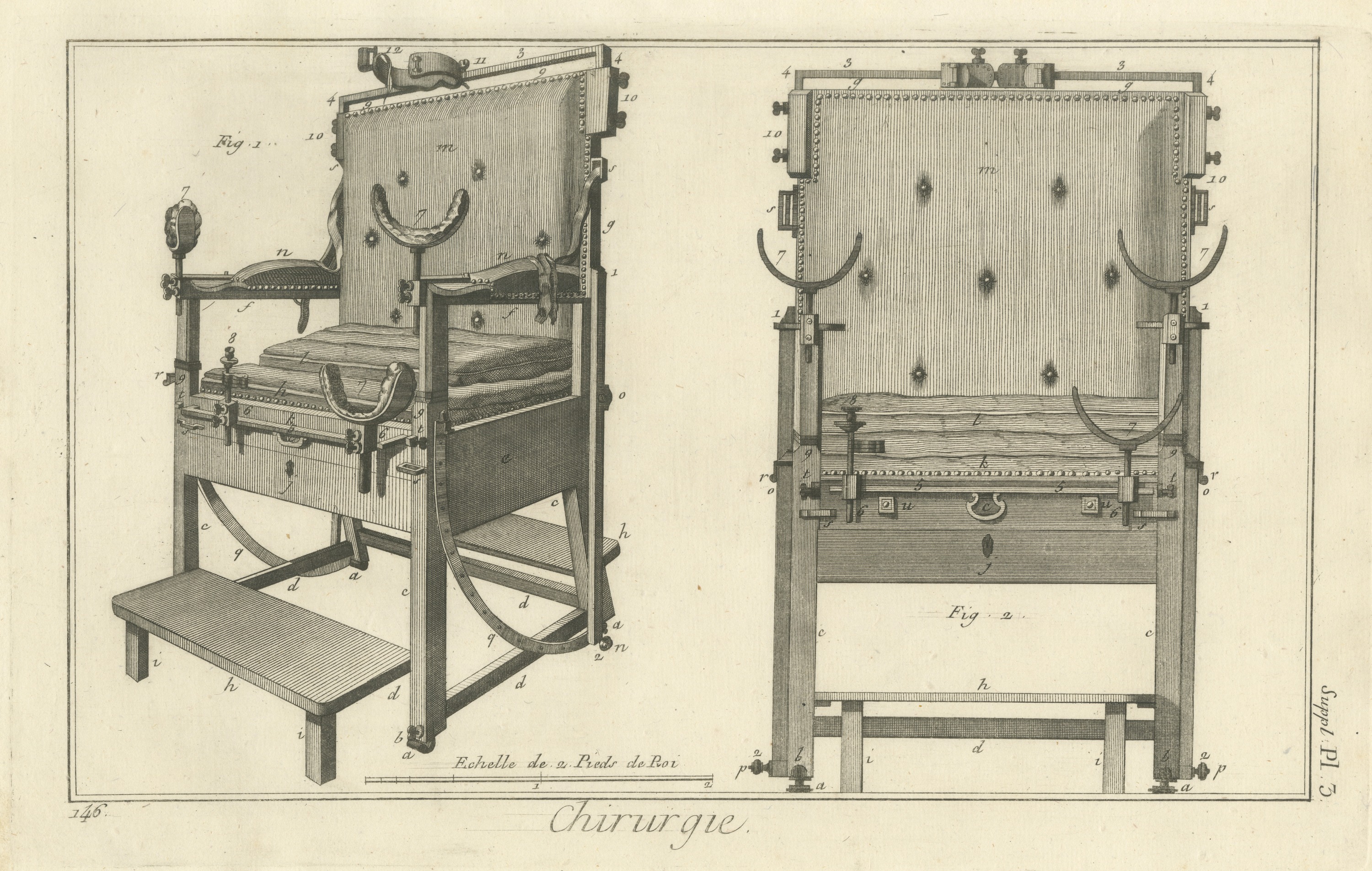 Surgical Operating Chair, Diderot Chirurgie Supplement Plate 3, circa 1778