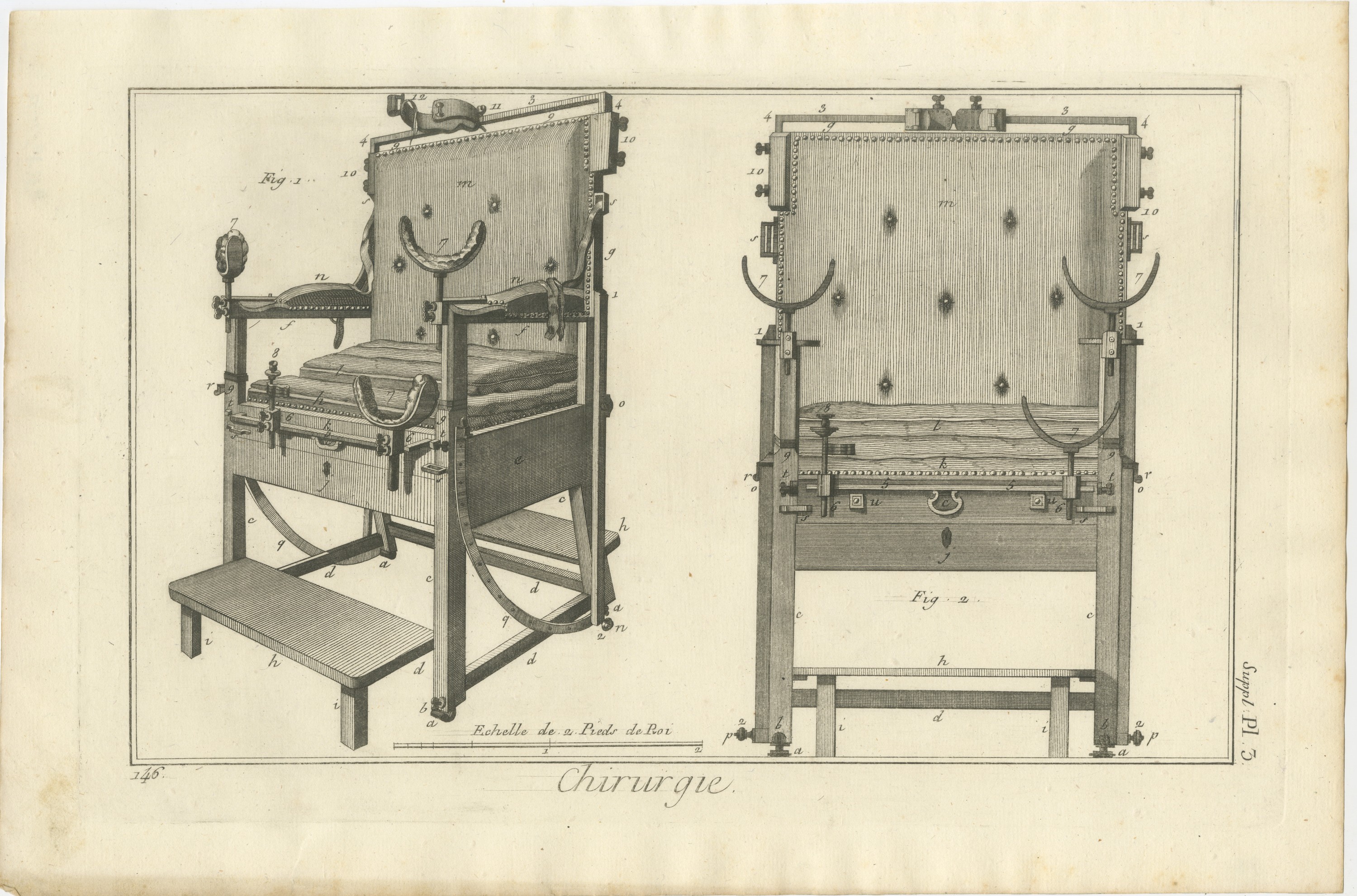 Surgical Operating Chair, Diderot Chirurgie Supplement Plate 3, circa 1778