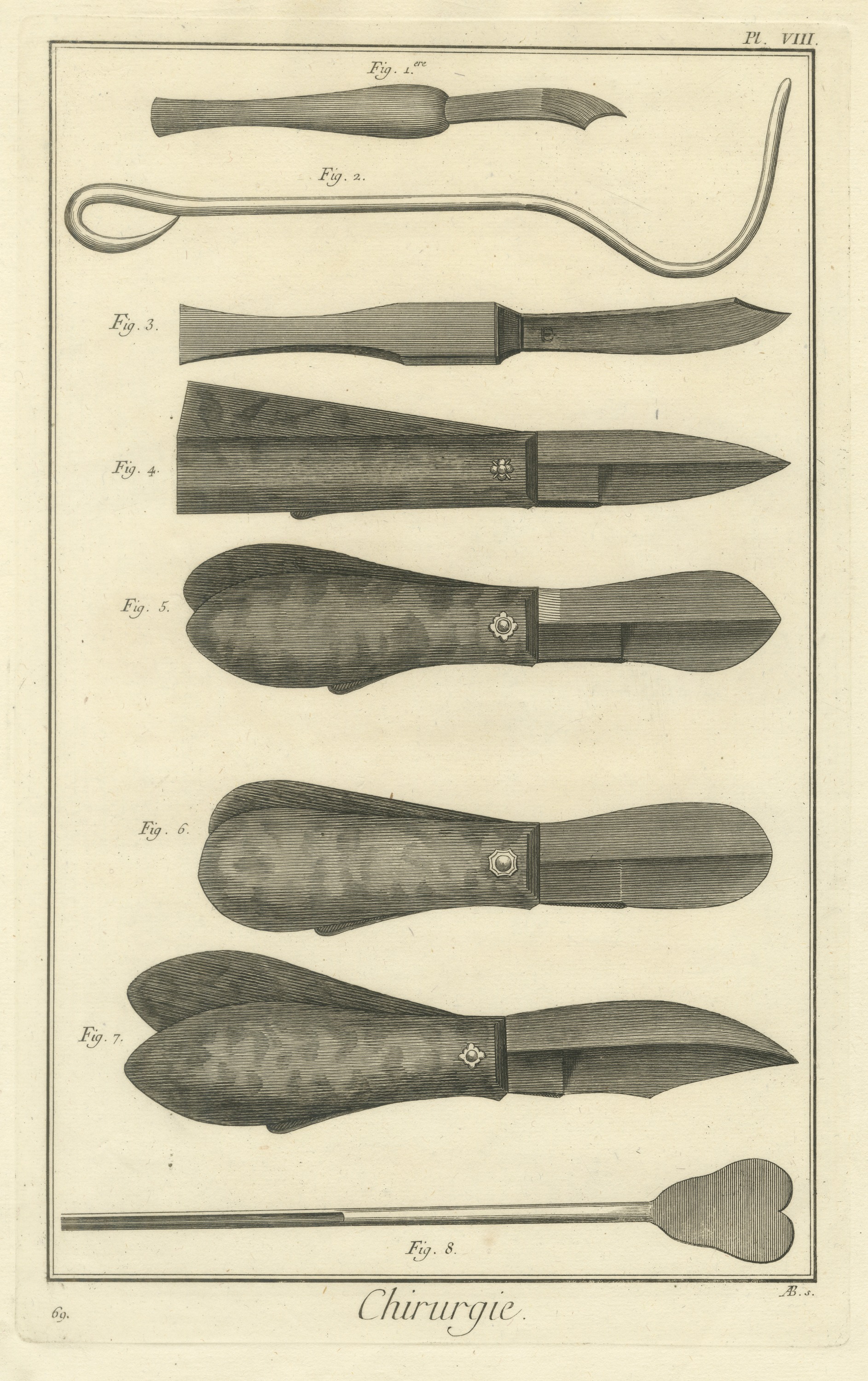 Folding Surgical Knives, Diderot Chirurgie Plate VIII, circa 1772