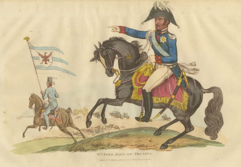 King Frederick William III Pointing from a Rearing Black Horse, 1815