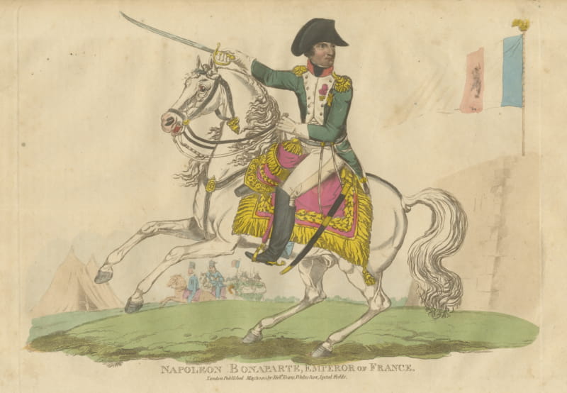Napoleon Bonaparte on a White Charger Before the Tricolor Flag, 1815
