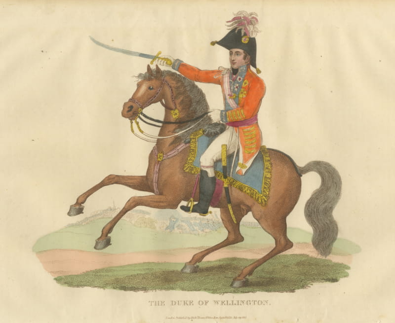 The Duke of Wellington on a Rearing Bay, Saber Raised, 1815