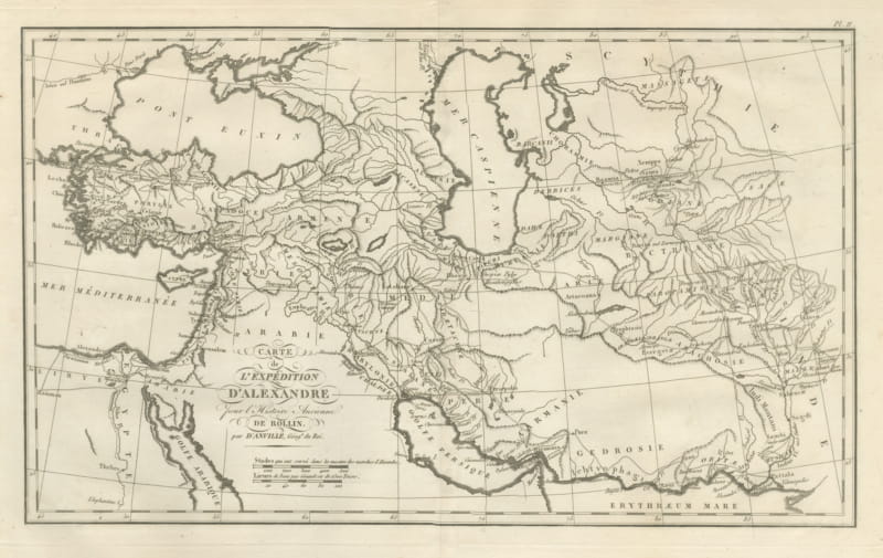 Alexander the Great's Expedition to the Indus, d'Anville Map, 1818