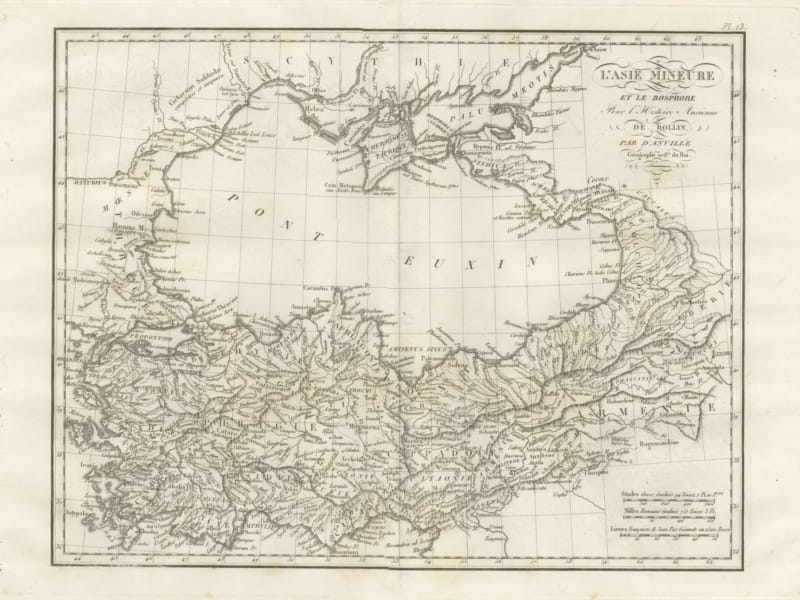 Asia Minor and the Black Sea with the Crimea, d'Anville for Rollin, 1818