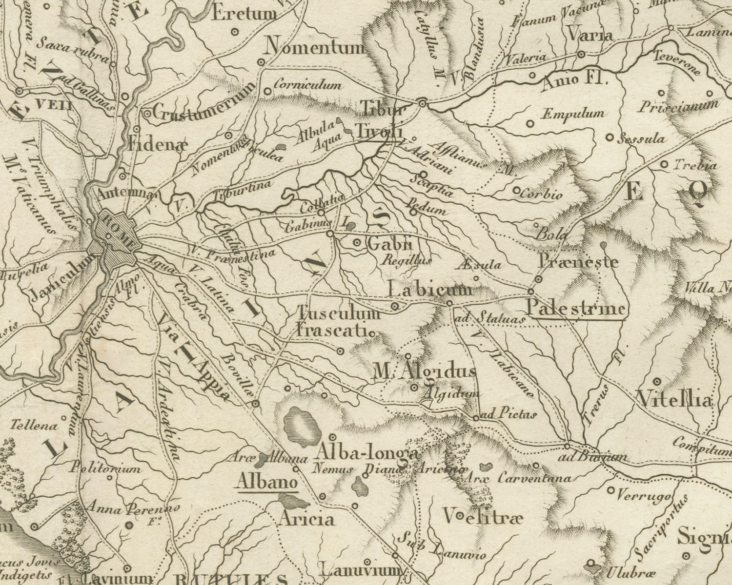 Environs of Ancient Rome and Latium, d'Anville Roman History Map, 1818