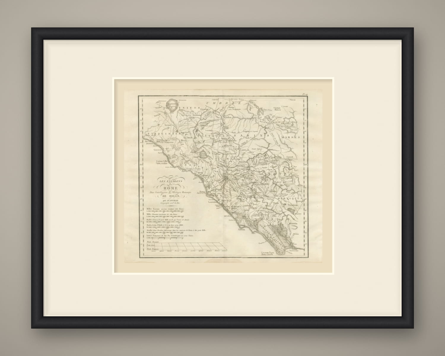 Environs of Ancient Rome and Latium, d'Anville Roman History Map, 1818