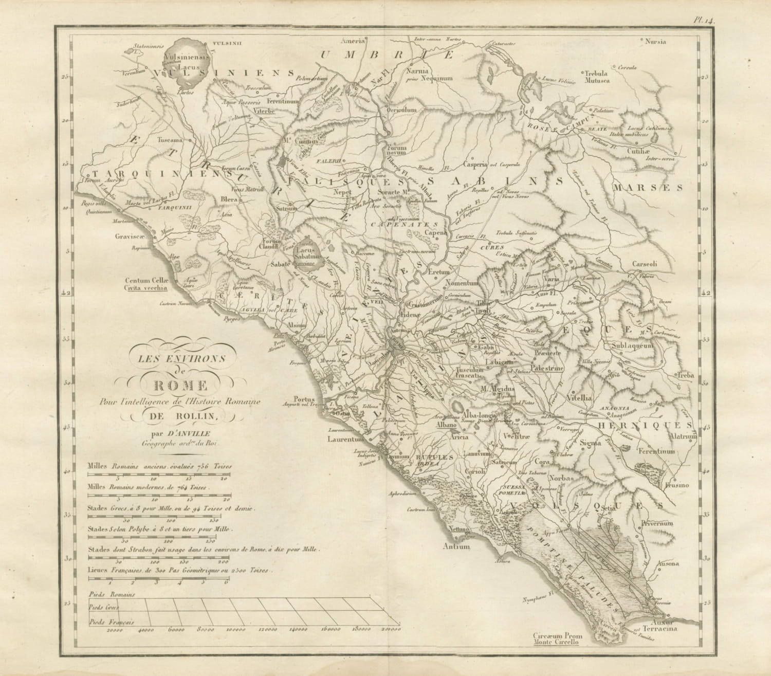 Environs of Ancient Rome and Latium, d'Anville Roman History Map, 1818