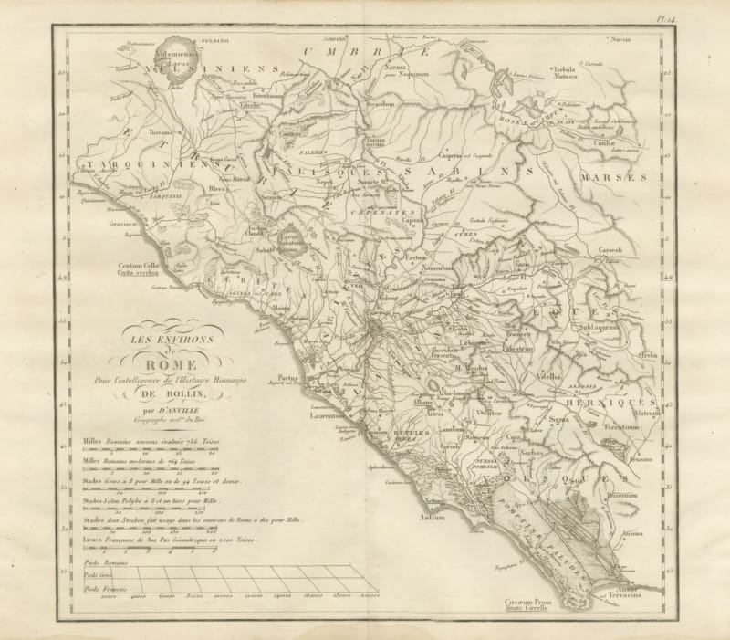 Environs of Ancient Rome and Latium, d'Anville Roman History Map, 1818
