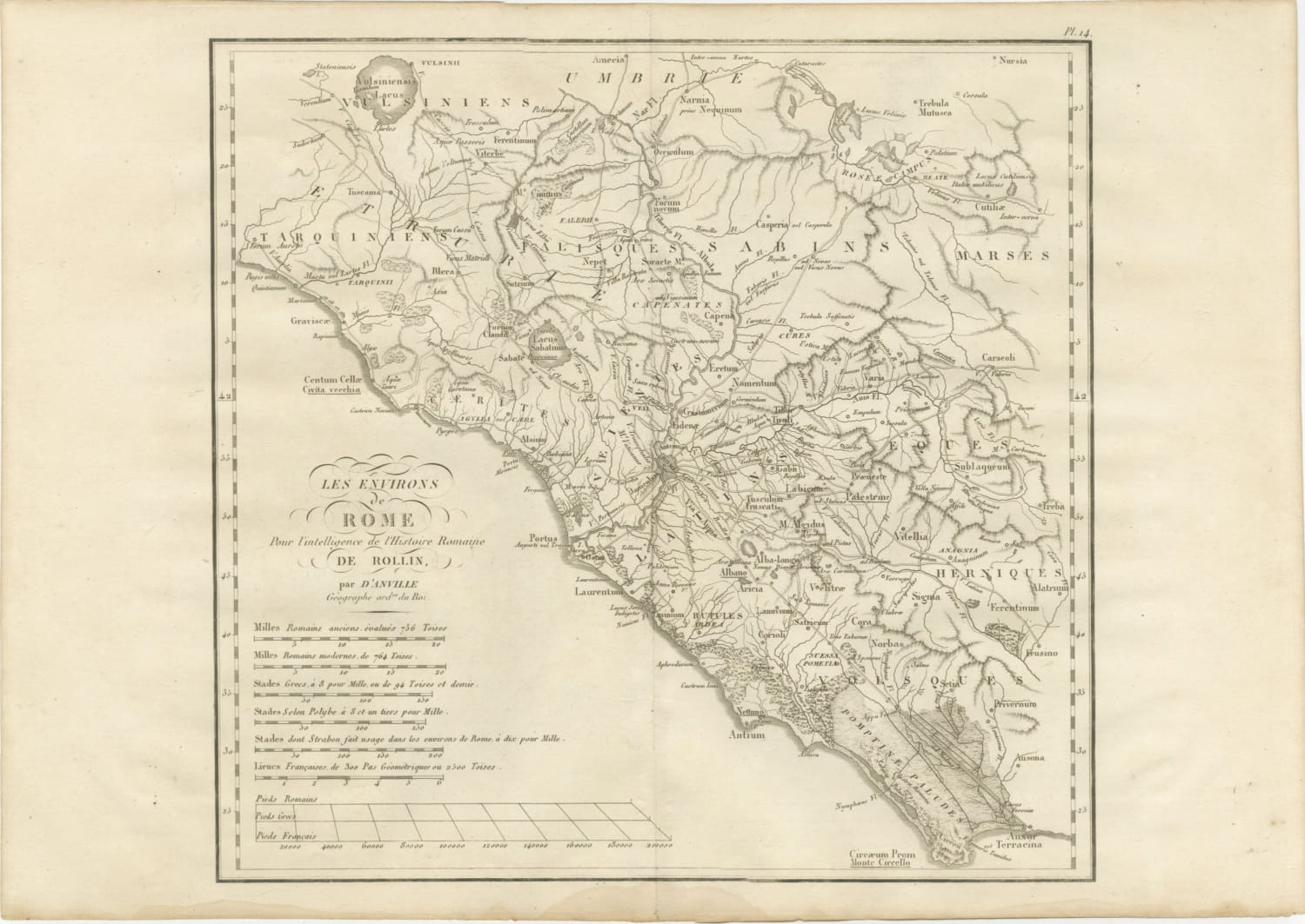 Environs of Ancient Rome and Latium, d'Anville Roman History Map, 1818