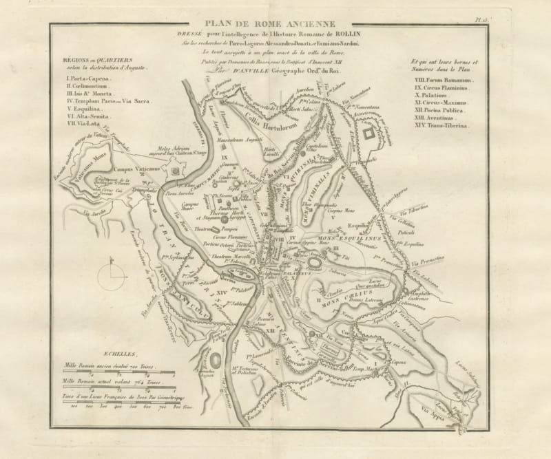 Plan of Ancient Rome with the Fourteen Augustan Regions, d'Anville, 1818