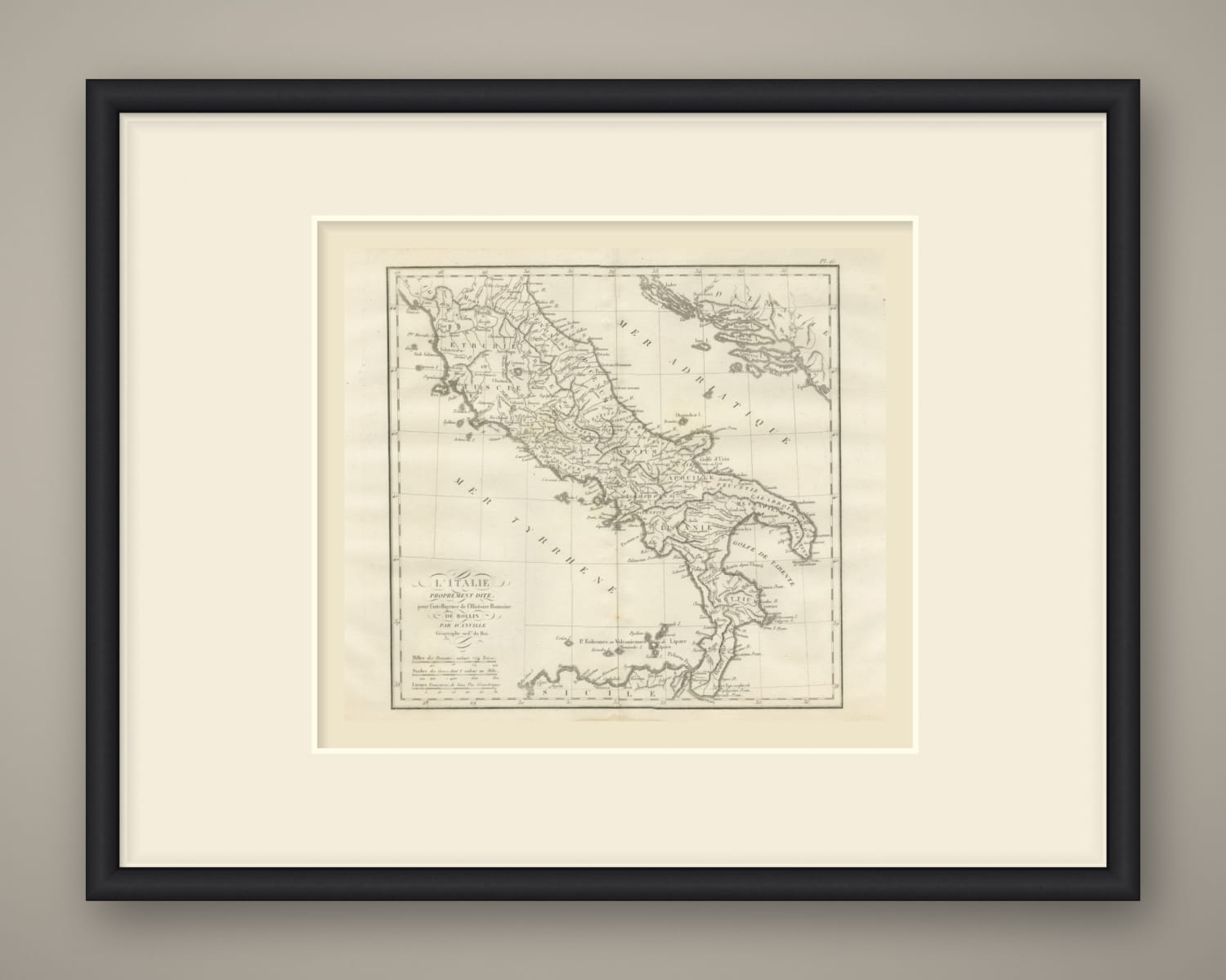 Ancient Italy and the Dalmatian Coast, d'Anville Rollin Atlas, 1818