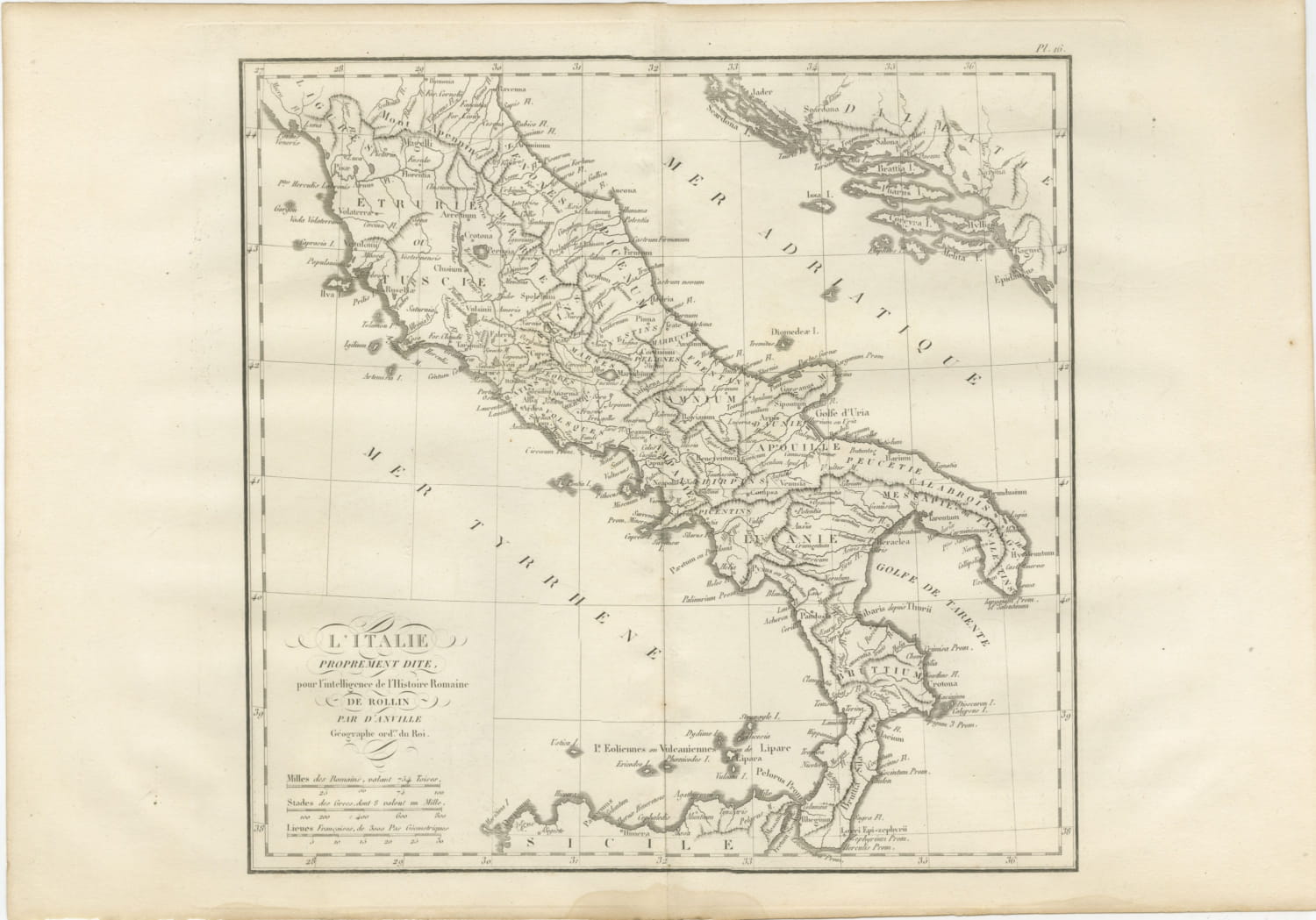 Ancient Italy and the Dalmatian Coast, d'Anville Rollin Atlas, 1818