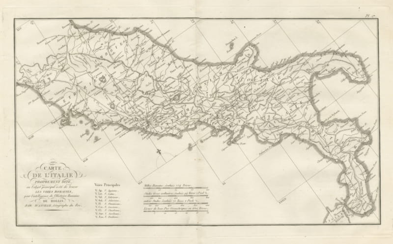 Roman Roads of Ancient Italy, d'Anville Voies Romaines Map, 1818