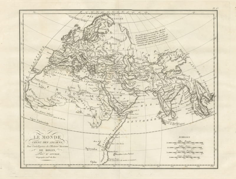 World Known to the Ancients, d'Anville Map for Rollin's Ancient History, 1818