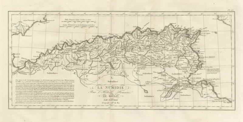 Roman Numidia and North Africa with Itinerary Roads, d'Anville, 1818