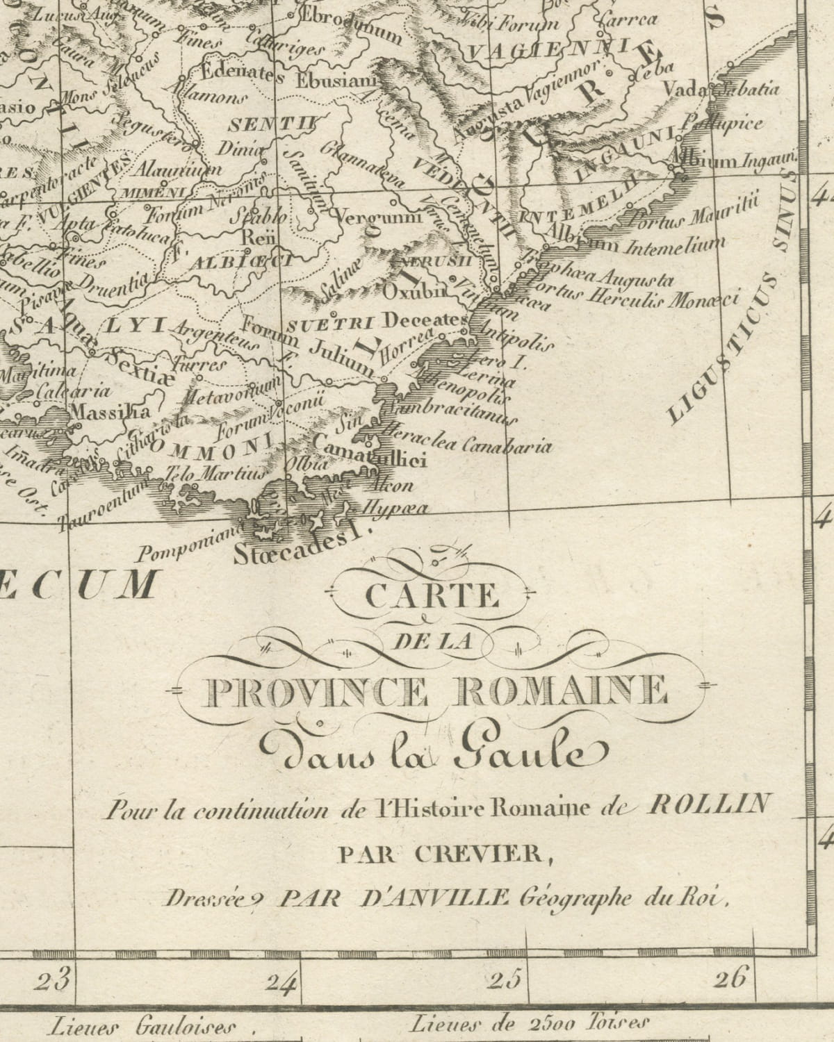 Roman Province in Gaul, Provence and the Alps, d'Anville for Crevier, 1818