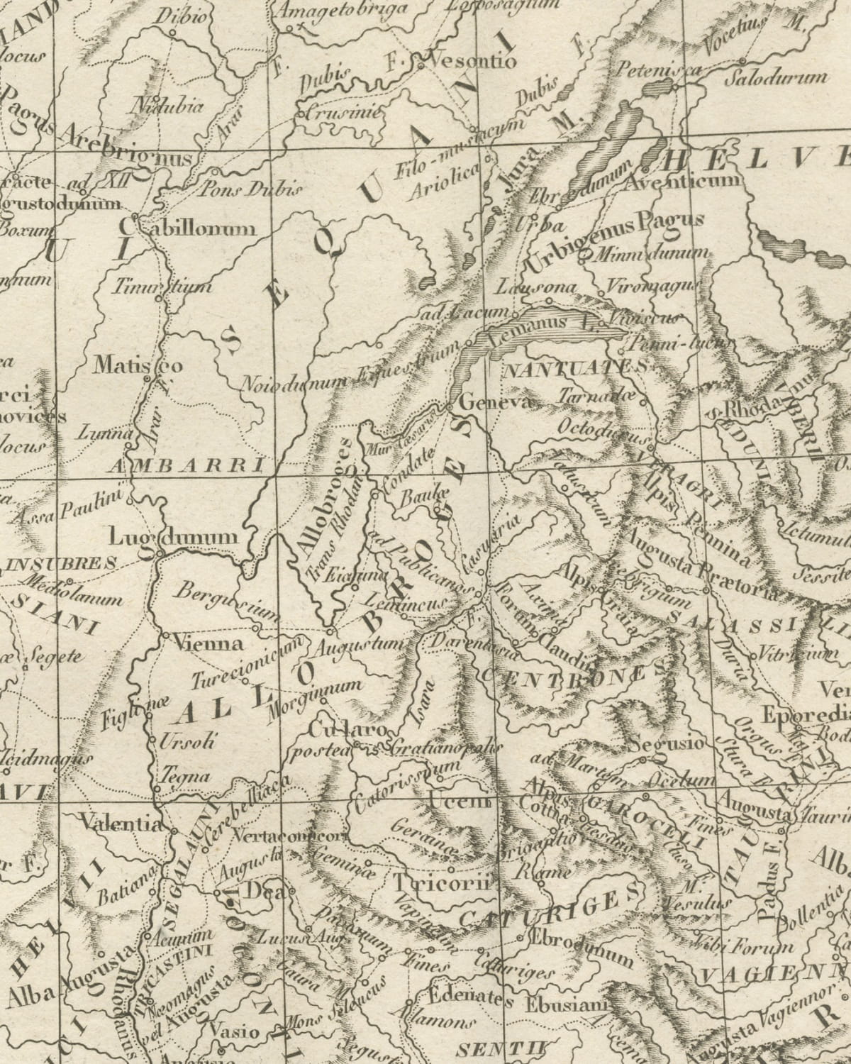 Roman Province in Gaul, Provence and the Alps, d'Anville for Crevier, 1818