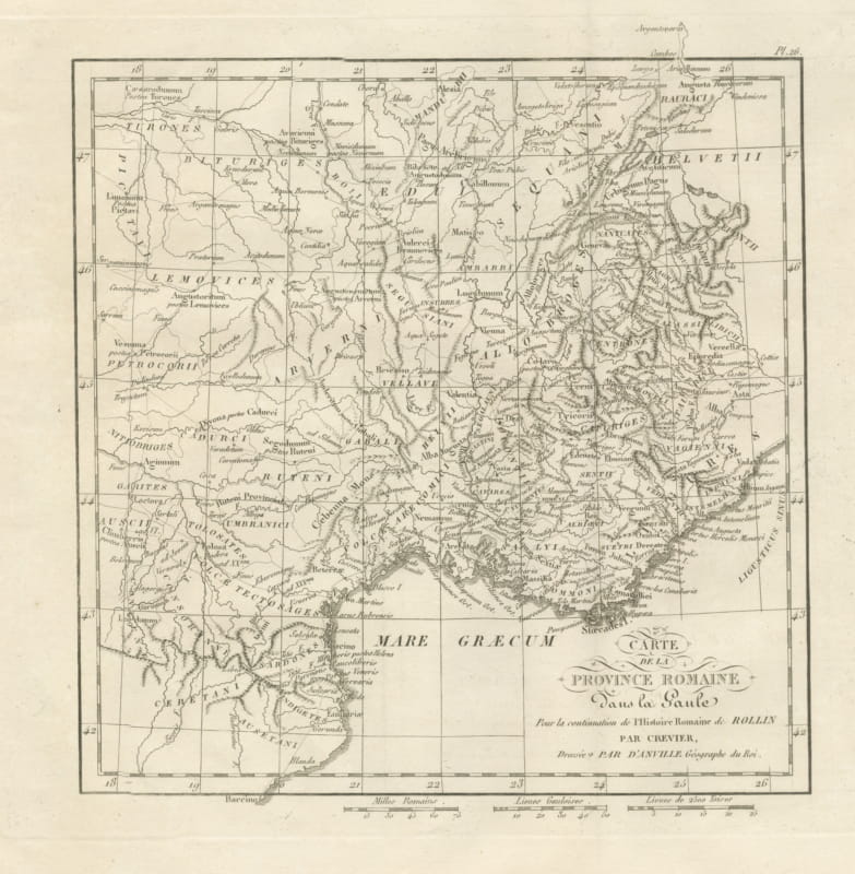 Roman Province in Gaul, Provence and the Alps, d'Anville for Crevier, 1818