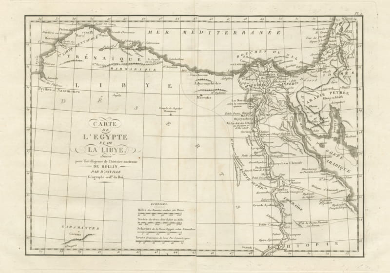 Ancient Egypt and Libya with the Mouths of the Nile, d'Anville, 1818