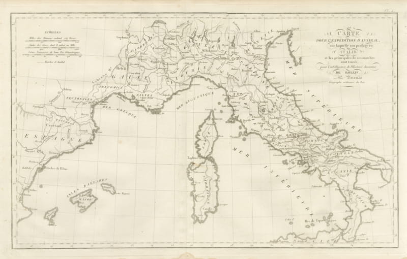 Hannibal's Expedition into Italy with His Marches Traced, d'Anville, 1818