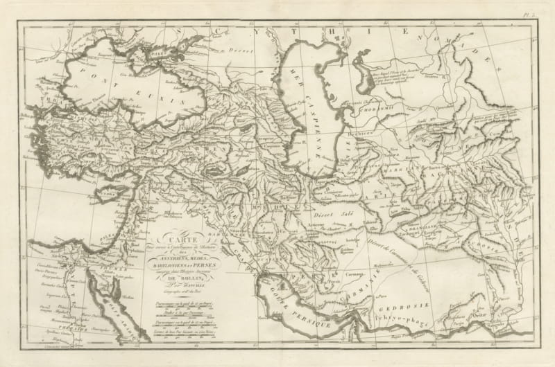 Assyria, Media, Babylonia and Persia, d'Anville Rollin Atlas Map, 1818