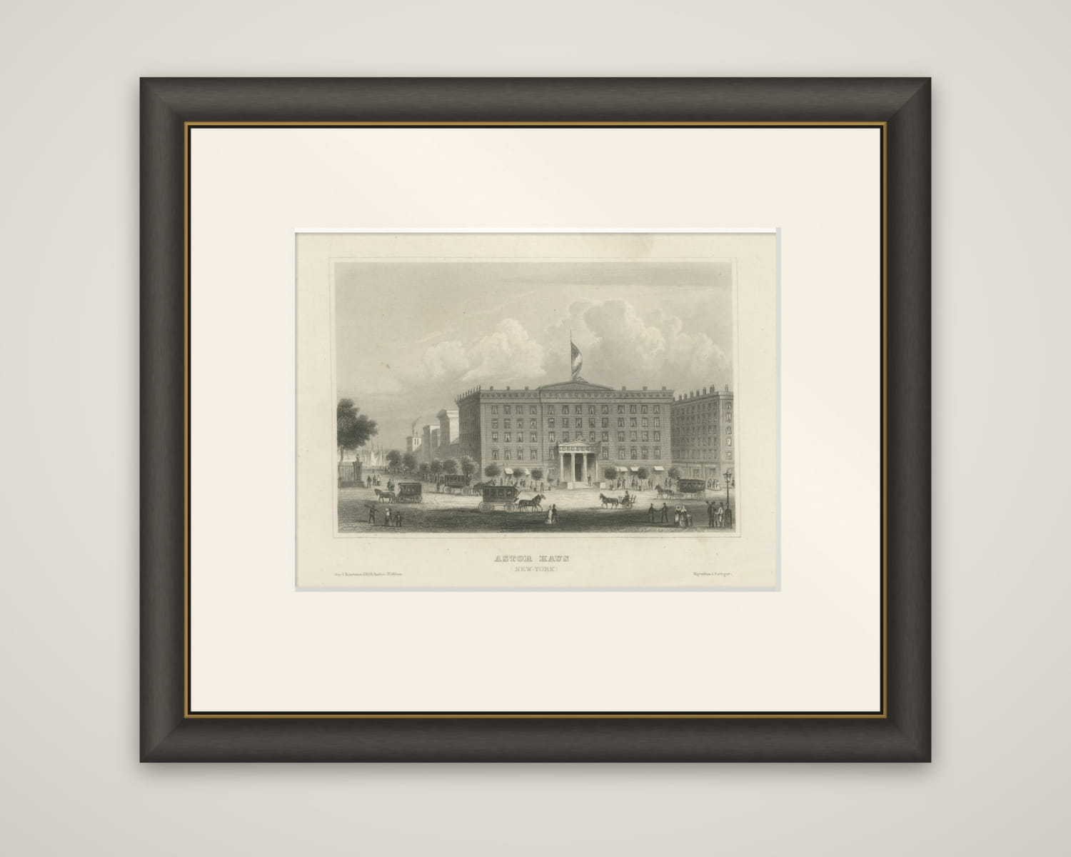 Astor House New York – Antique Broadway Hotel Steel Engraving 1850s