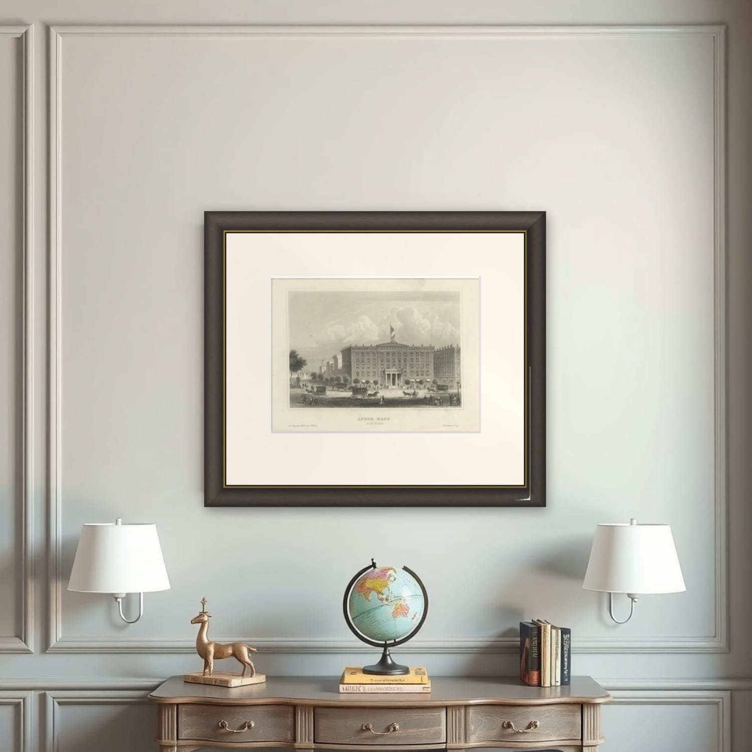 Astor House New York – Antique Broadway Hotel Steel Engraving 1850s