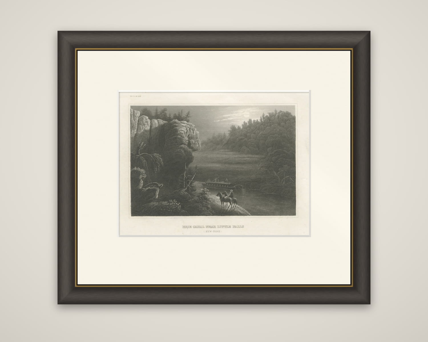 Erie Canal Near Little Falls, New York – Antique American Landscape Print, 1850