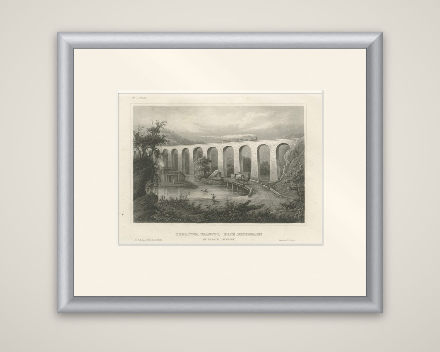 Starucca Viaduct, Erie Railroad – Antique New York Railway Engraving, ca.1850