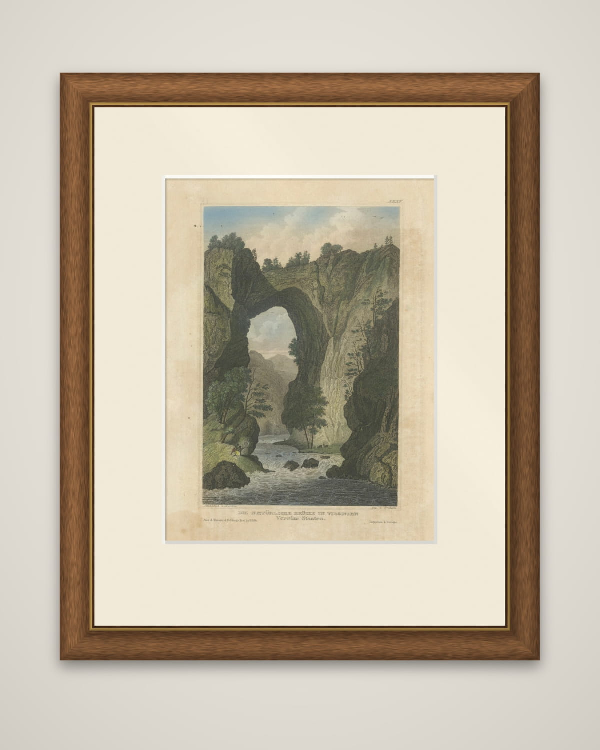 Natural Bridge of Virginia, Hand-Colored Landscape Engraving, c.1840