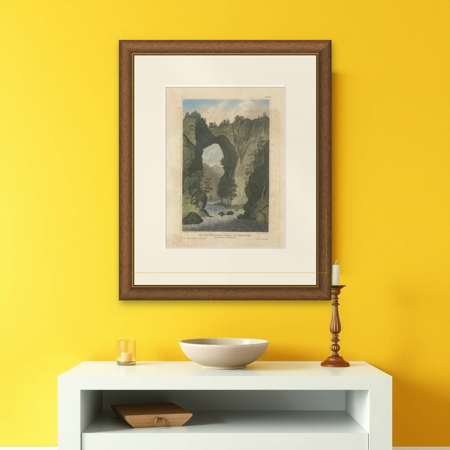Natural Bridge of Virginia, Hand-Colored Landscape Engraving, c.1840