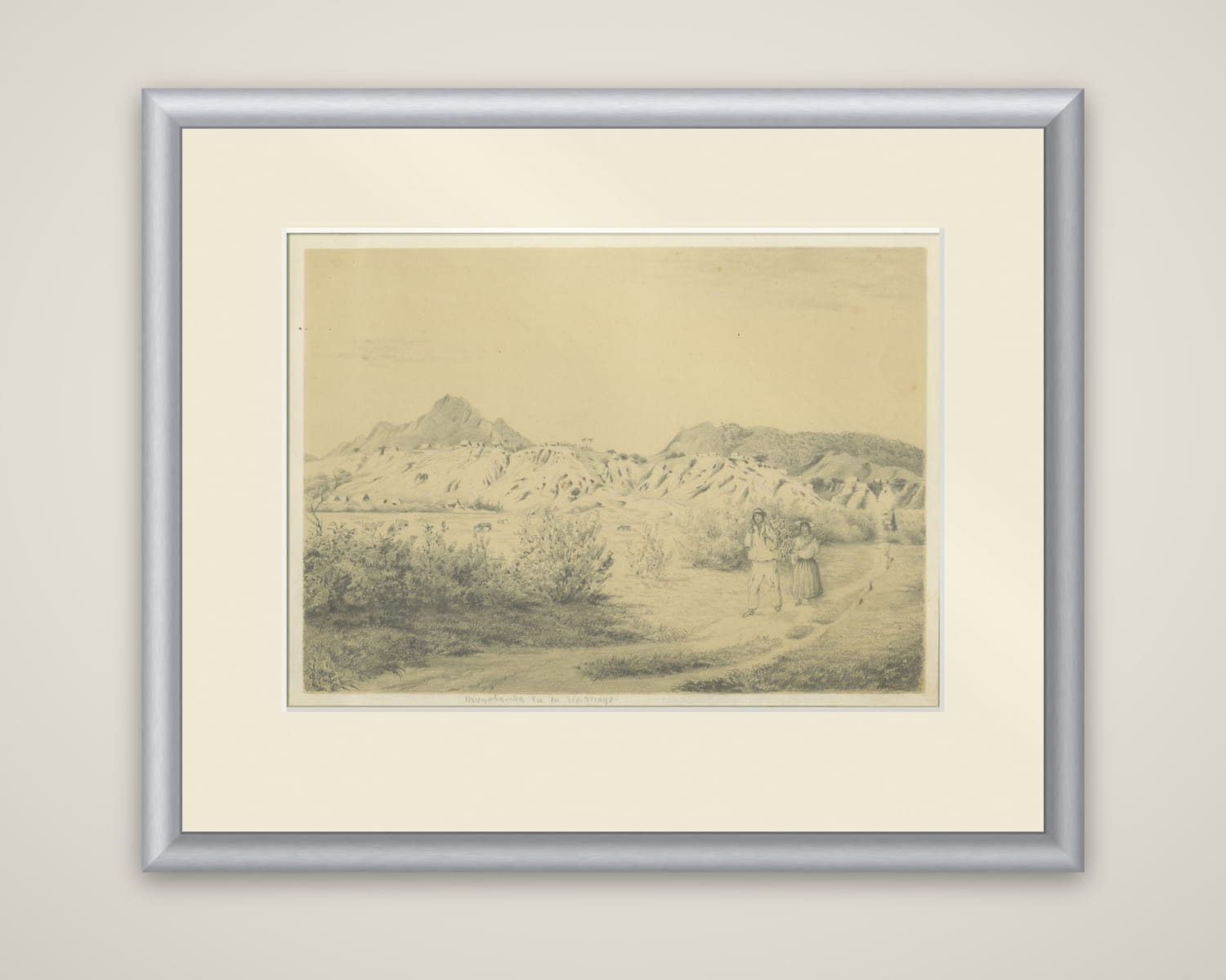 Original 19th Century Pencil Drawing of Moyobamba, Peru, ca.1850