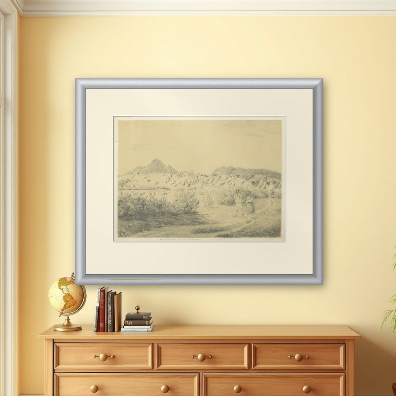 Original 19th Century Pencil Drawing of Moyobamba, Peru, ca.1850