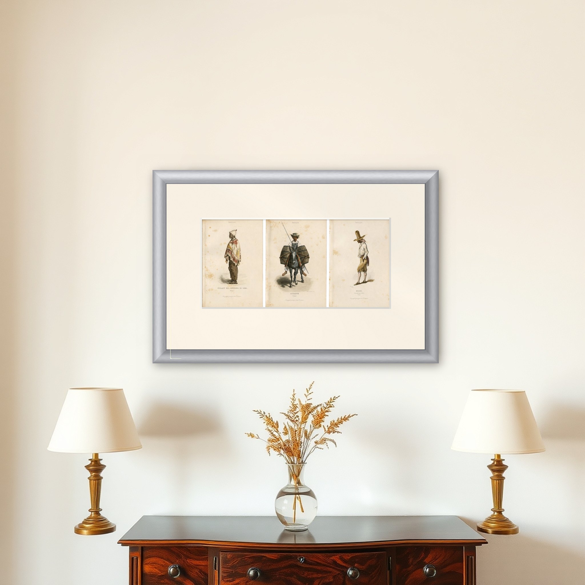 Set of Three Antique People & Trades of Lima Peru Engravings, circa 1850