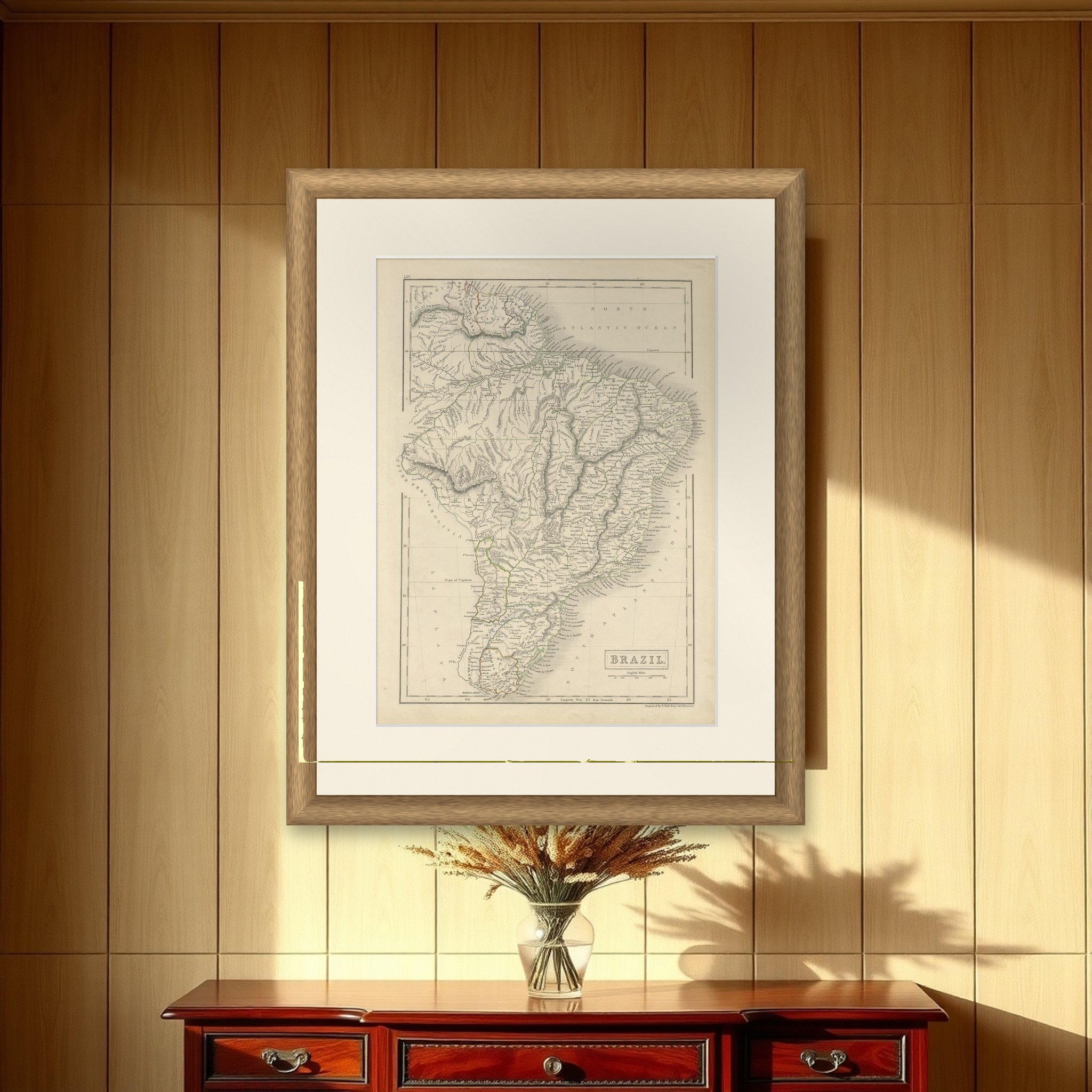Antique Map of Brazil with Original Outline Hand-Coloring, c.1844