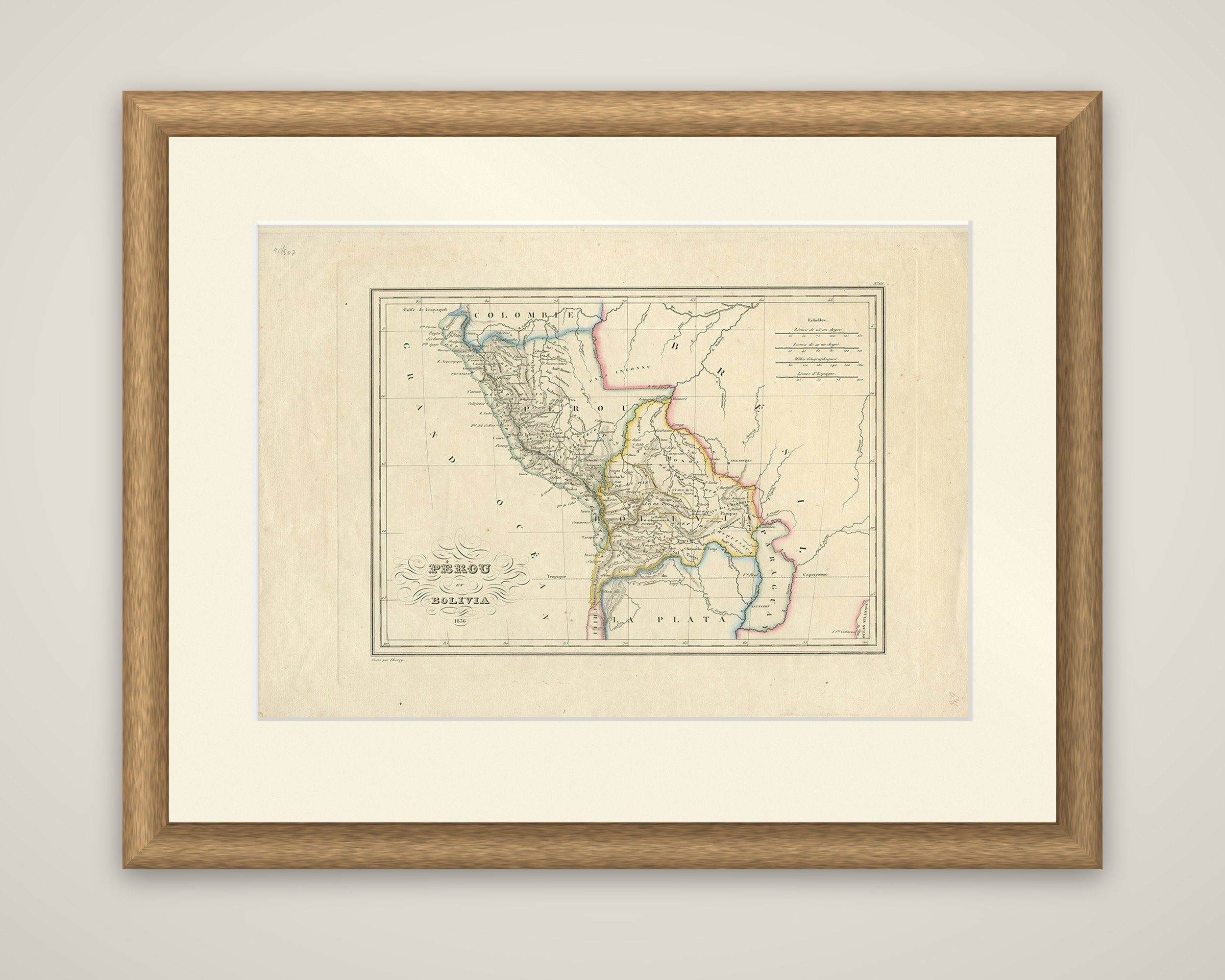 Antique Map of Peru and Bolivia by Thierry, 1836