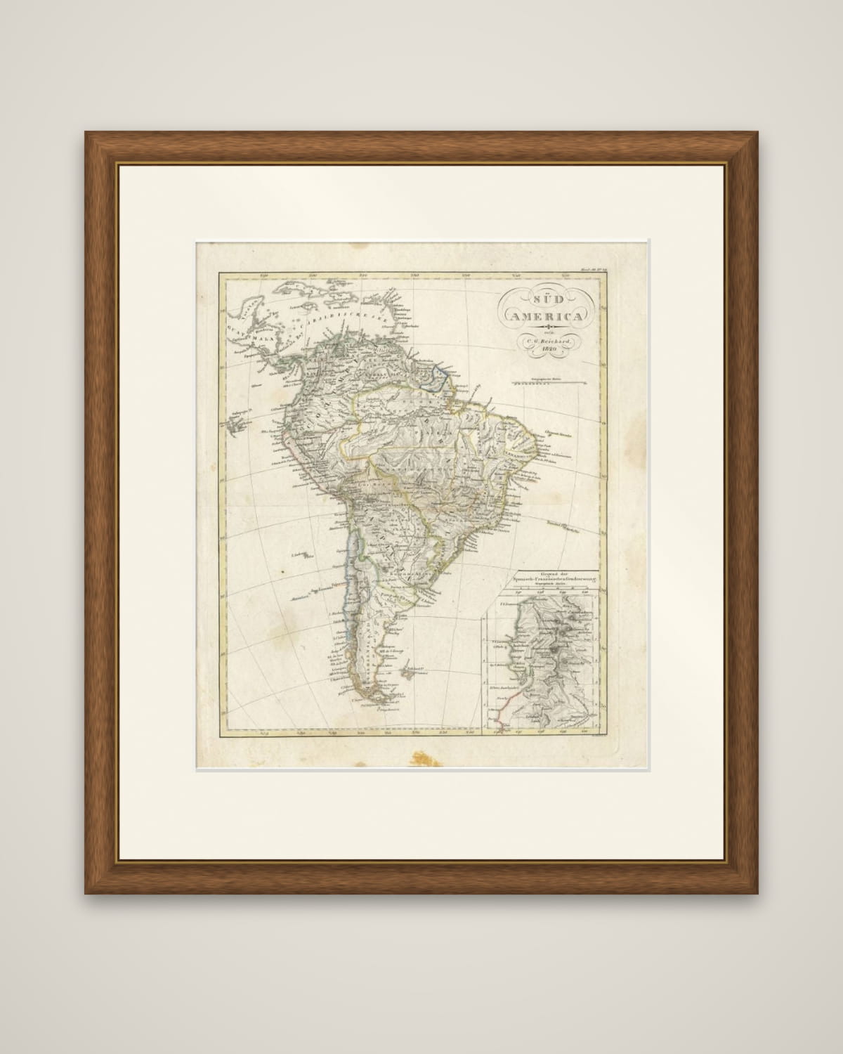 Antique Map of South America by Reichard, 1820