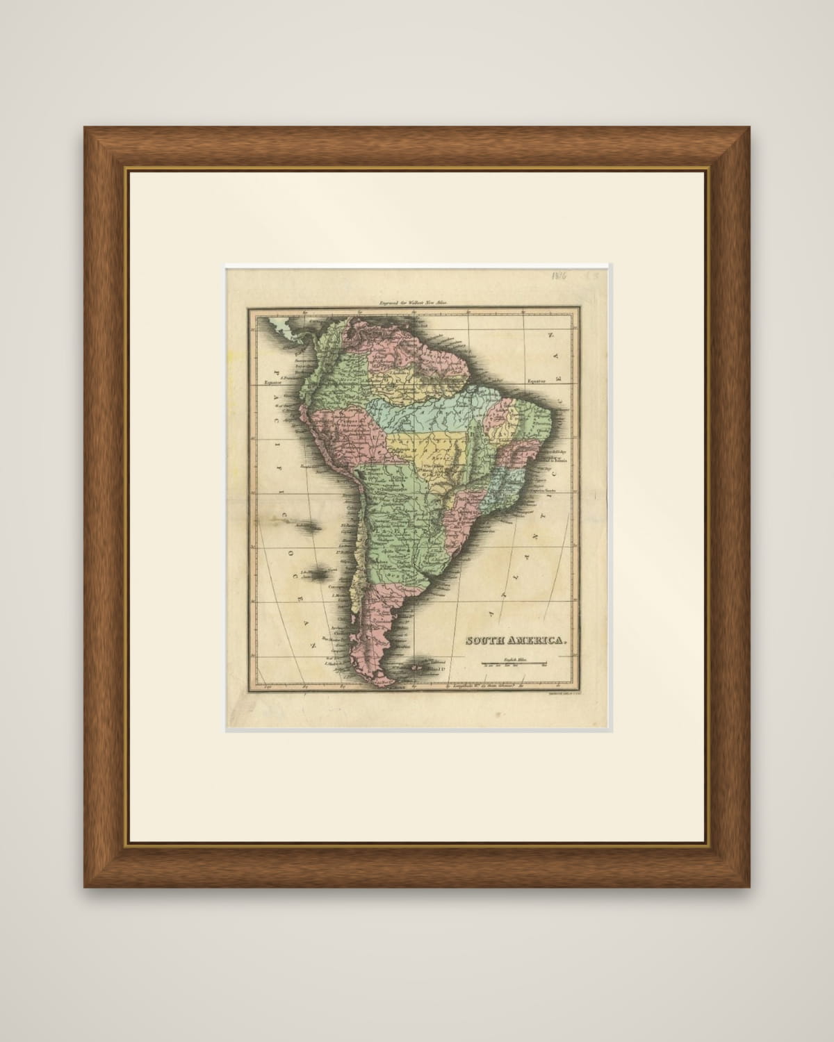 Antique Map of South America by Walker, 1816