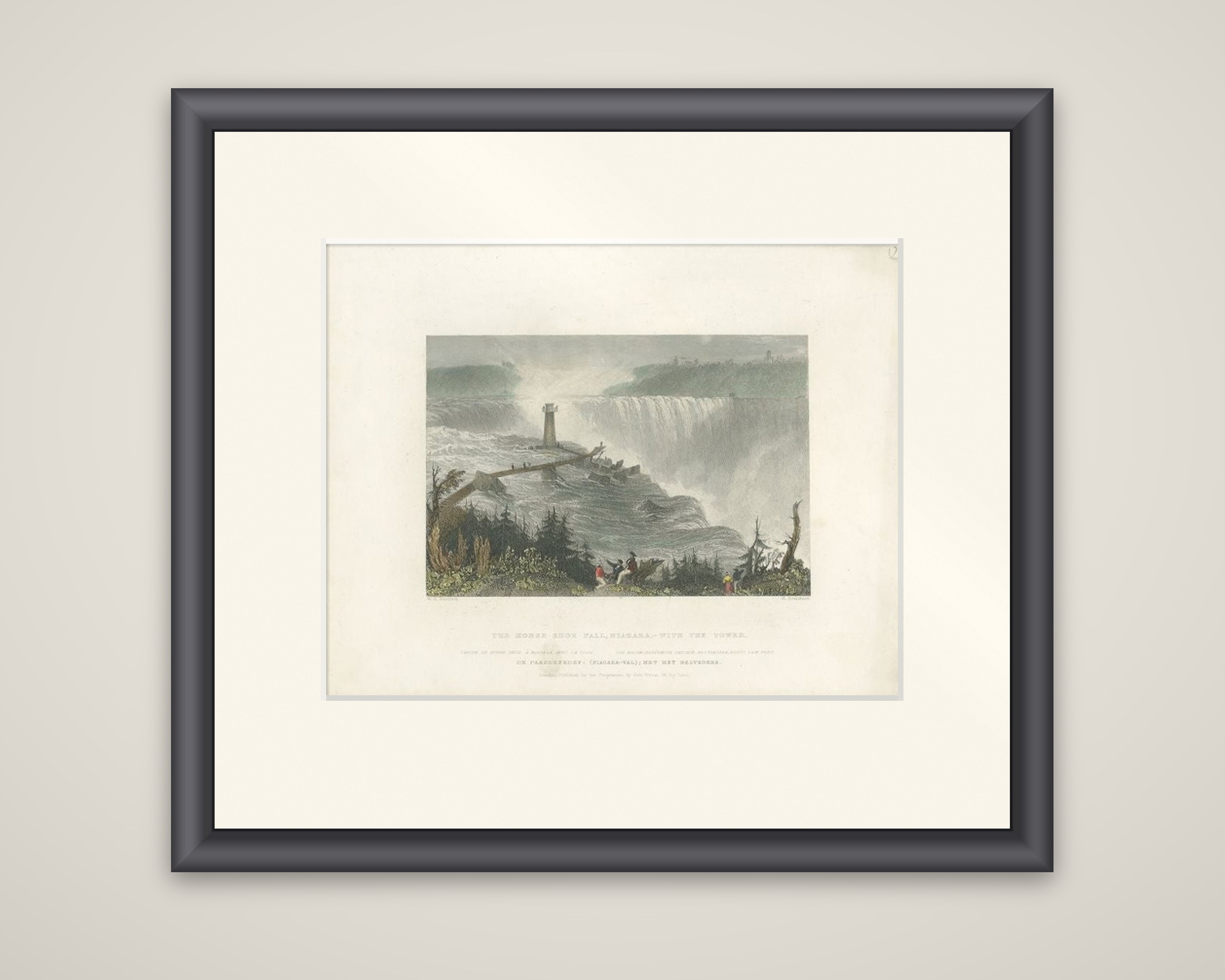 Antique Print of the Horseshoe Falls by Brandard, c.1840