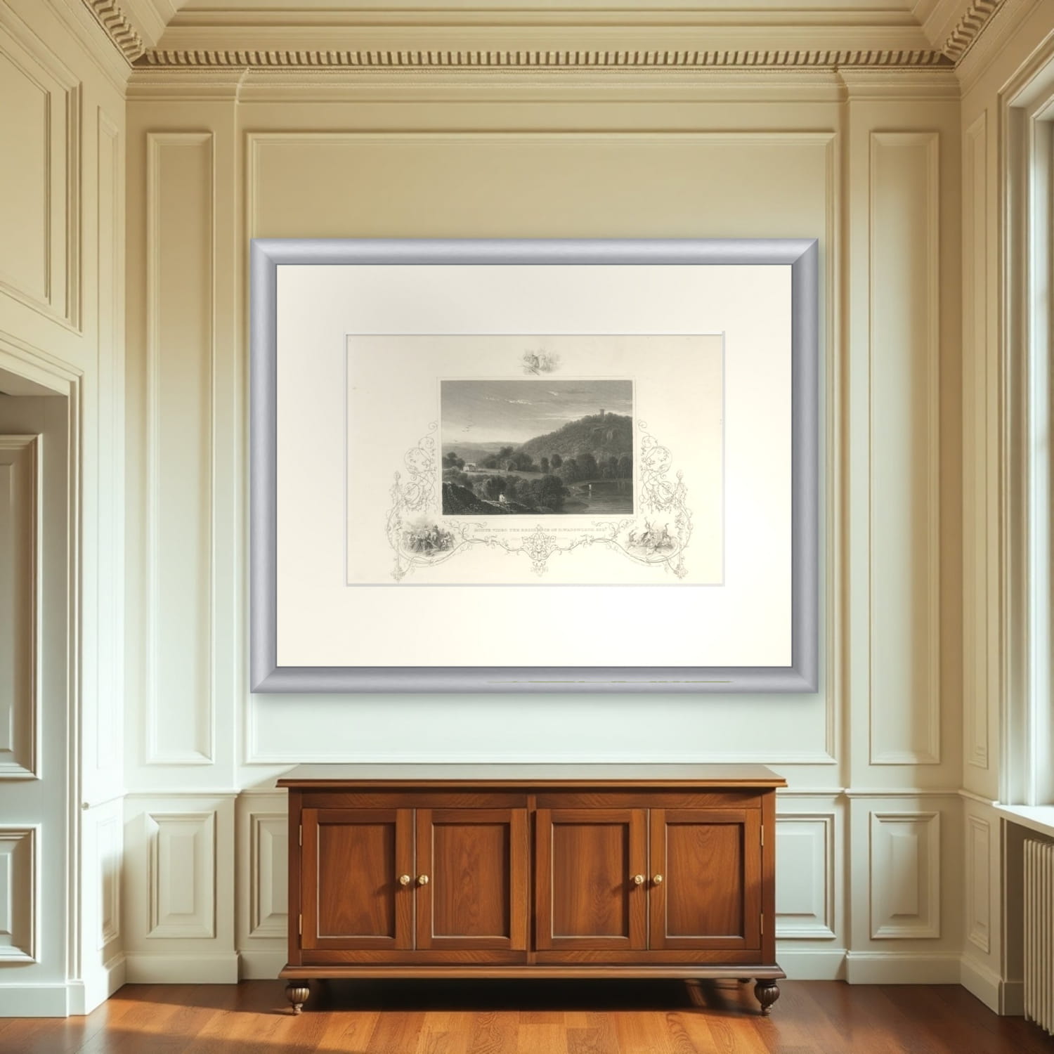 Monte Video Residence Antique Engraving, Connecticut View, c.1830
