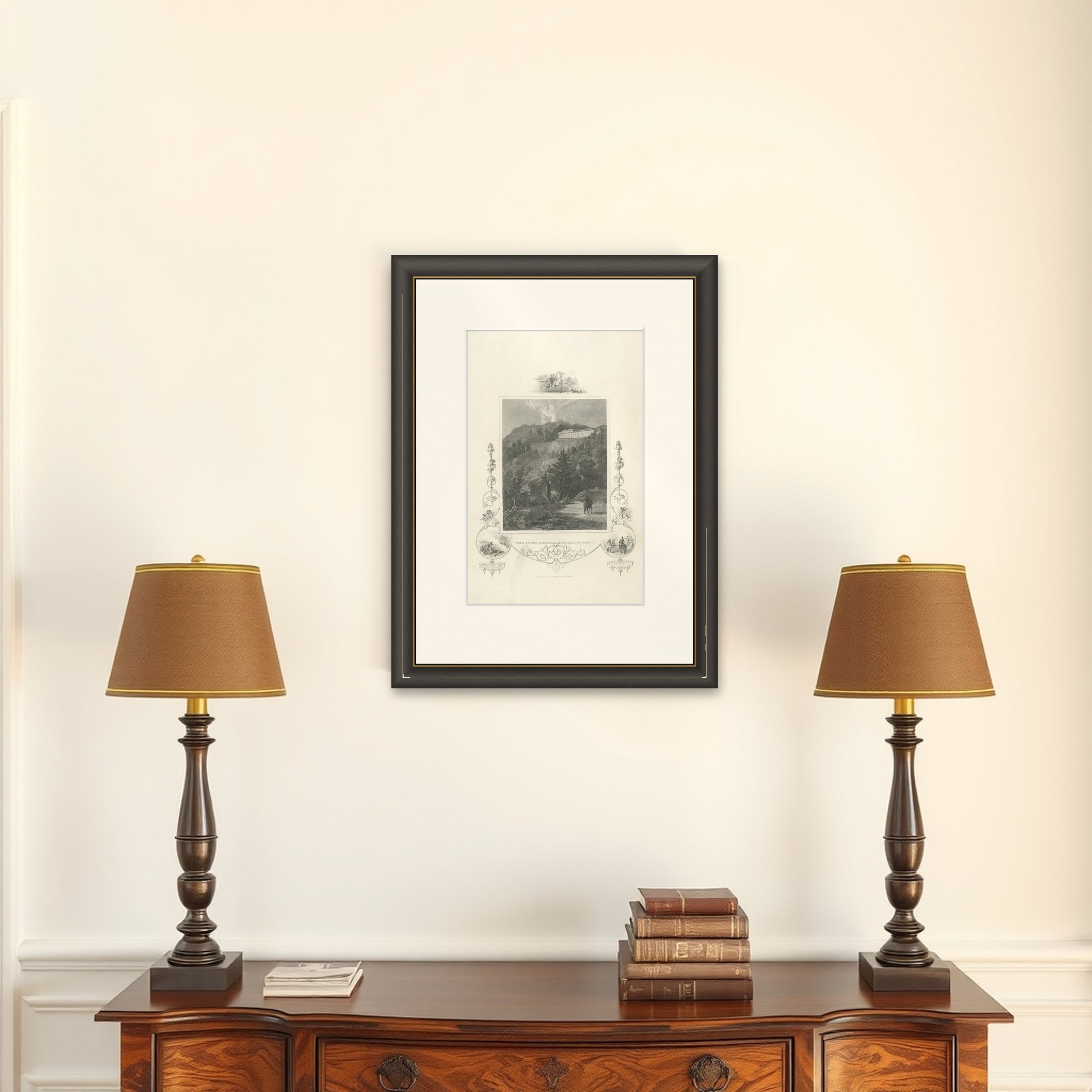 Catskill Mountain House - Antique Engraving, New York View c1830