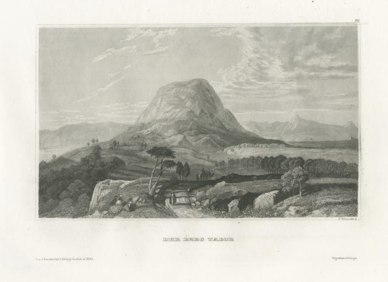 Antique Holy Land View of Mount Tabor in Galilee, Engraving, circa 1850