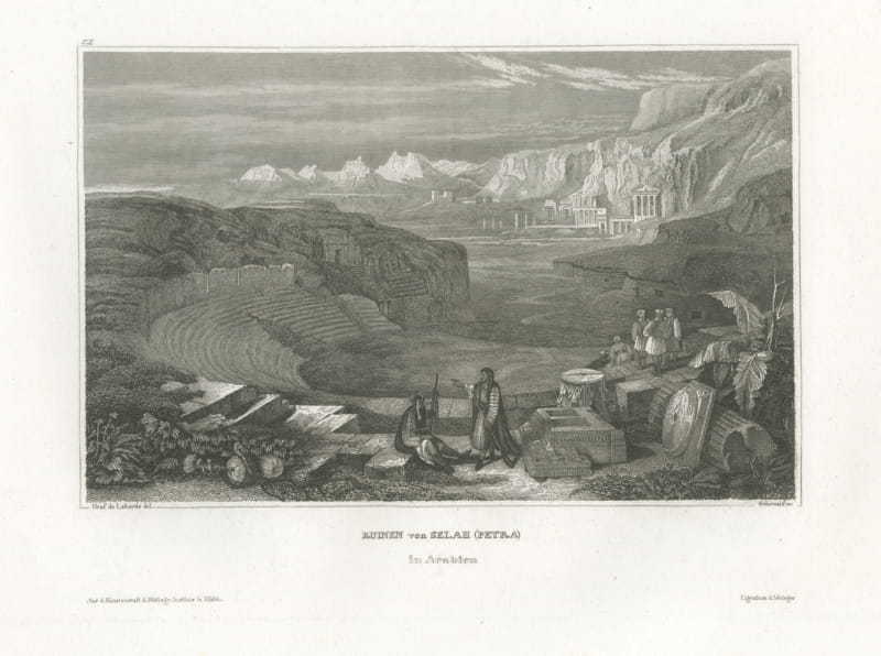 Antique View of the Ruins of Selah, Petra, Arabia, Steel Engraving, circa 1850
