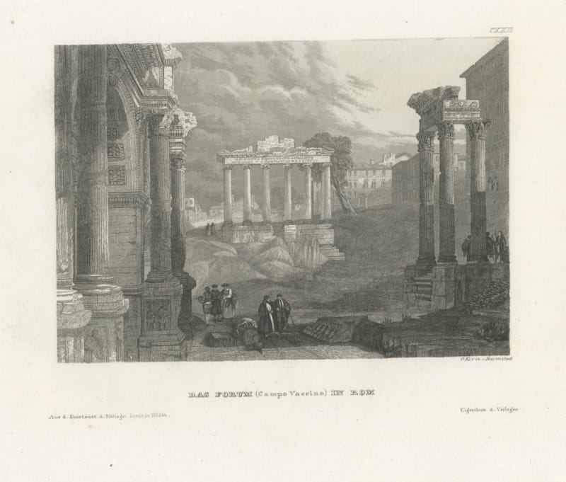 The Roman Forum, Campo Vaccino, Antique View by Kern of Darmstadt, circa 1850