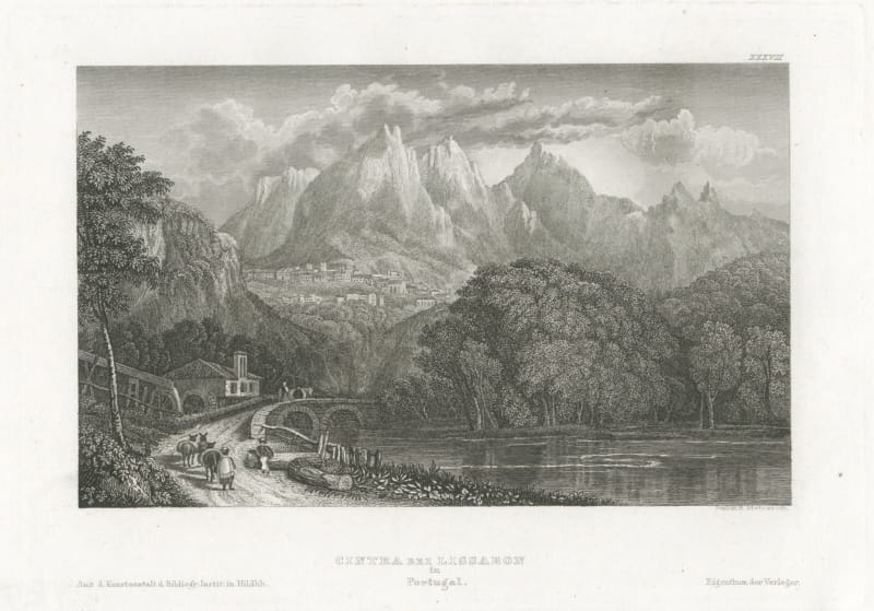 Sintra near Lisbon, Portugal, Antique View of the Serra, circa 1850