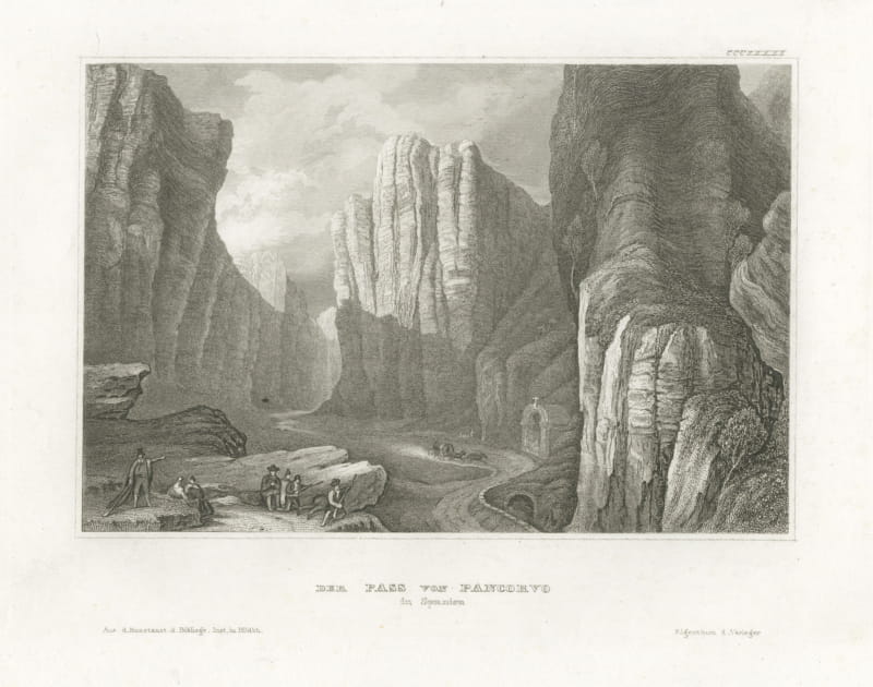 The Pass of Pancorbo, Spain, Antique View of the Rock Defile, circa 1850