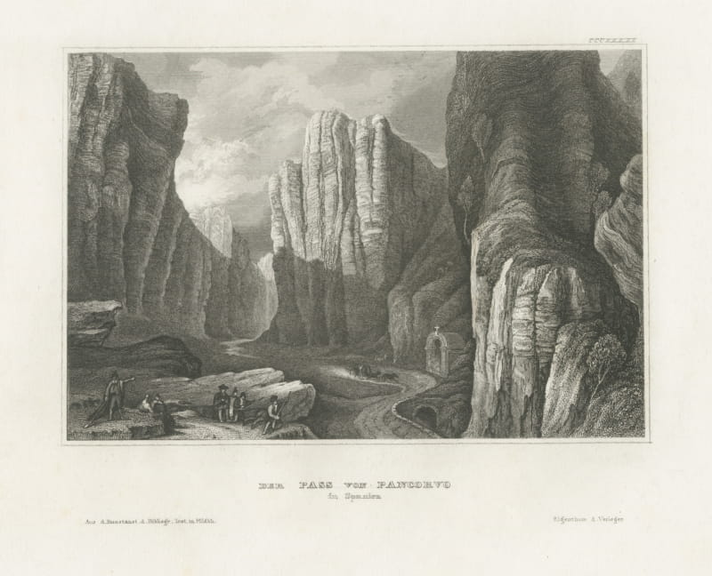 Antique View of the Pass of Pancorbo in Northern Spain, Engraving, circa 1850