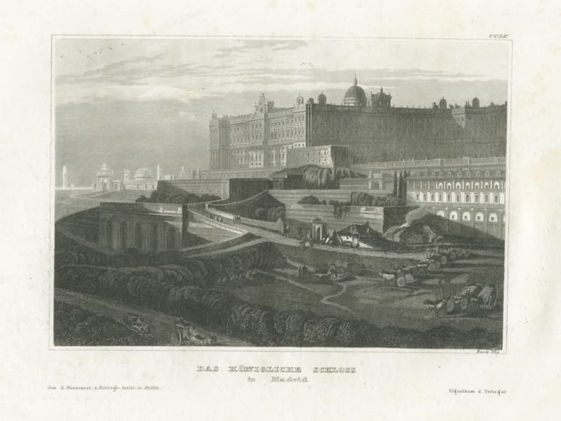 The Royal Palace of Madrid, Antique View over the Manzanares, circa 1850