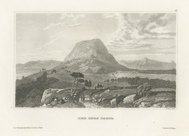 Mount Tabor, Galilee, Antique Steel Engraved View of the Holy Land, circa 1850