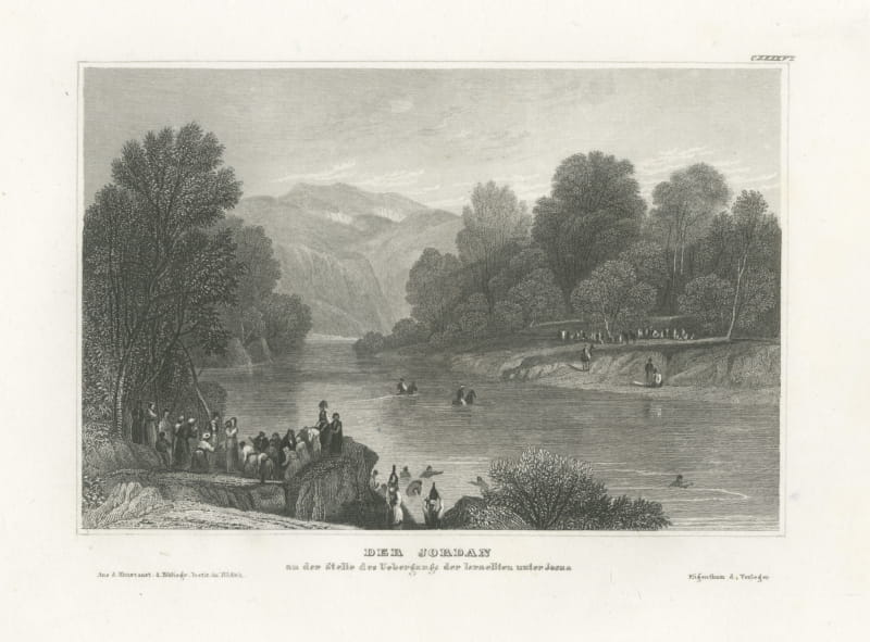 The River Jordan at Joshua's Crossing, Antique Holy Land View, circa 1850